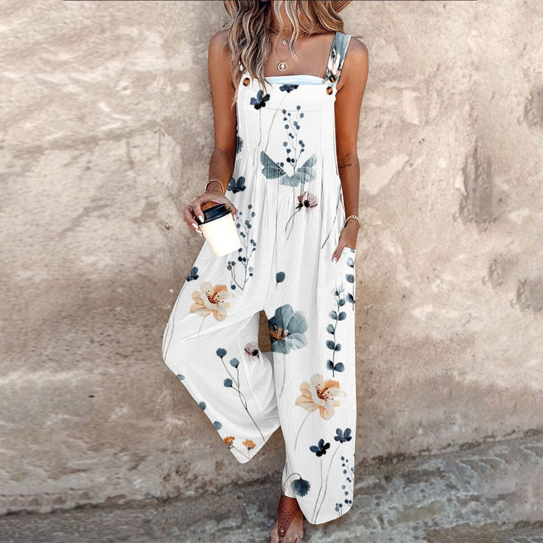Willow | Women's Floral Wide Leg Maxi Jumpsuit - Floral - Image 1