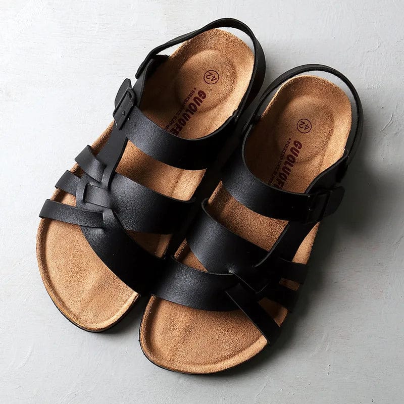 Wrenley | Women's Strappy Flat Sandals - Black - Image 1