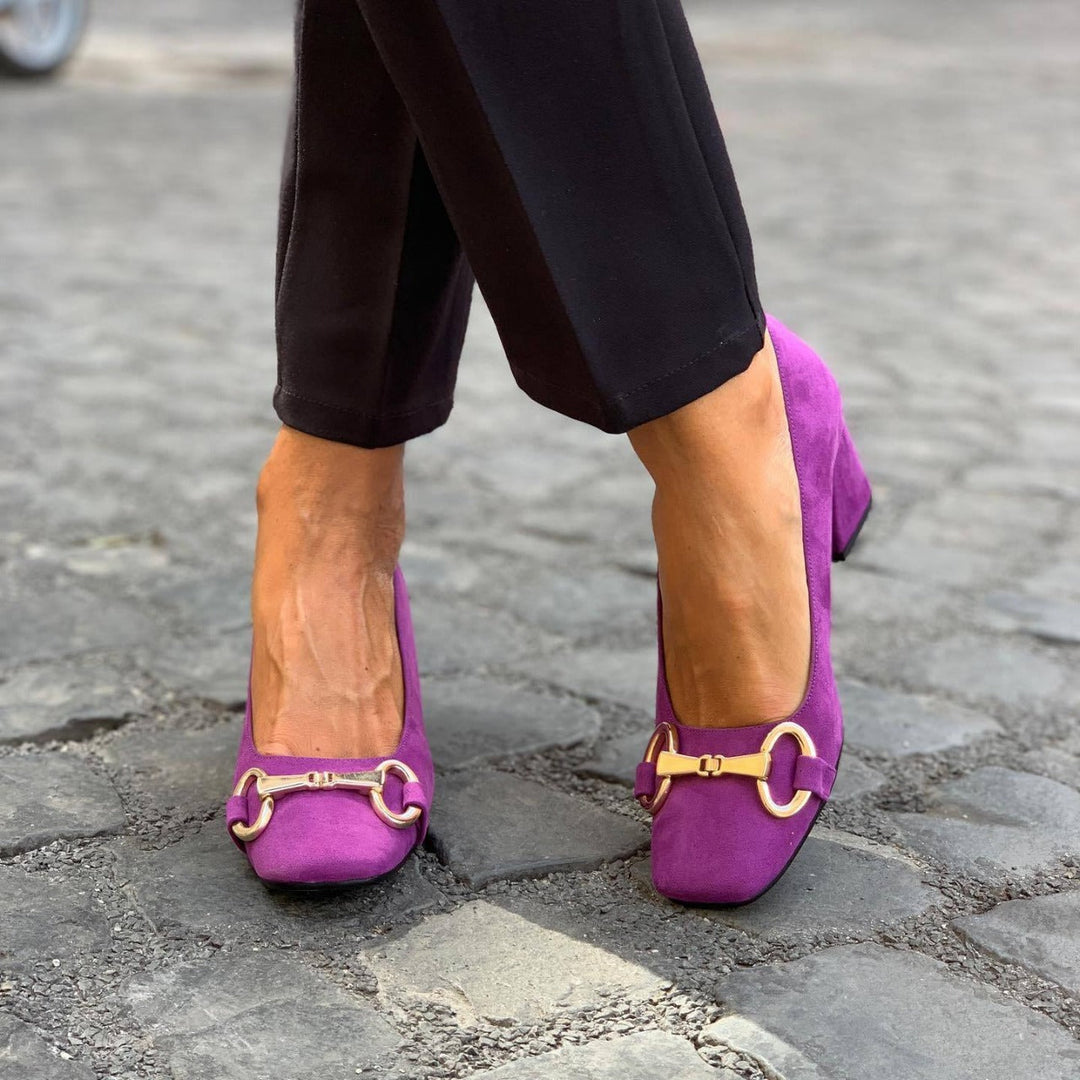 Xanandra | Women's Purple Chain Detail Loafers - Purple - Image 1