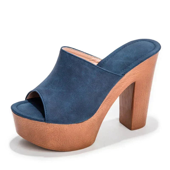 Zephyra | Damen Plateau-Mule-Absätze - Marineblau - Bild 1