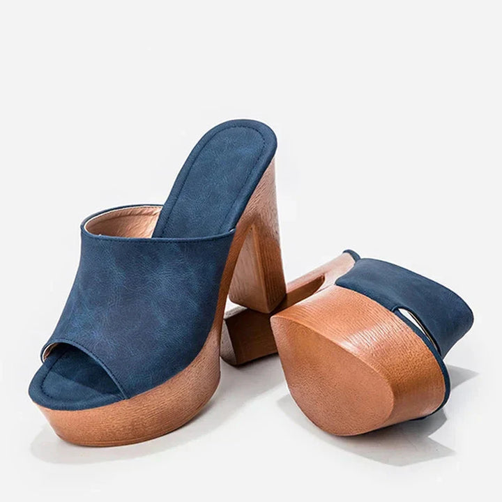 Zephyra | Damen Plateau-Mule-Absätze - Marineblau - Bild 3