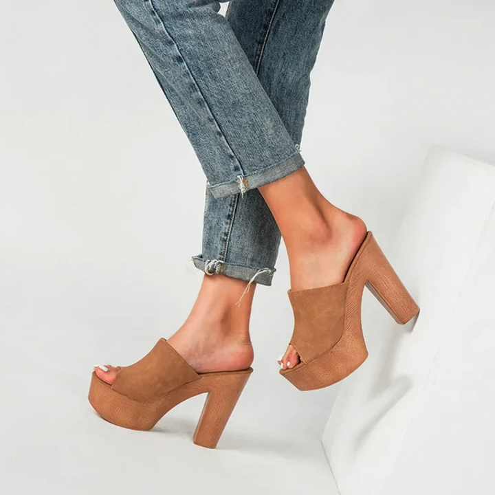 Zephyra | Damen Plateau-Mule-Absätze - Marineblau - Bild 5