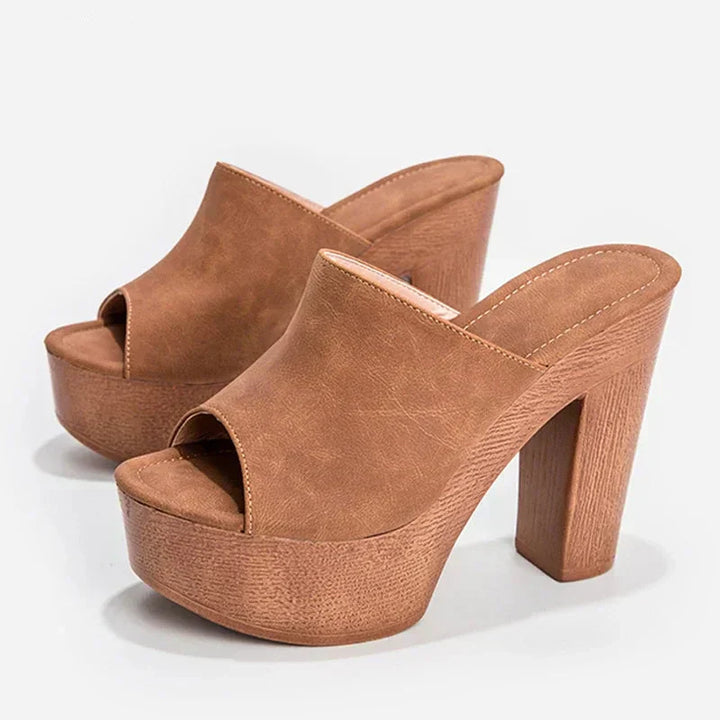 Zephyra | Damen Plateau-Mule-Absätze - Marineblau - Bild 6